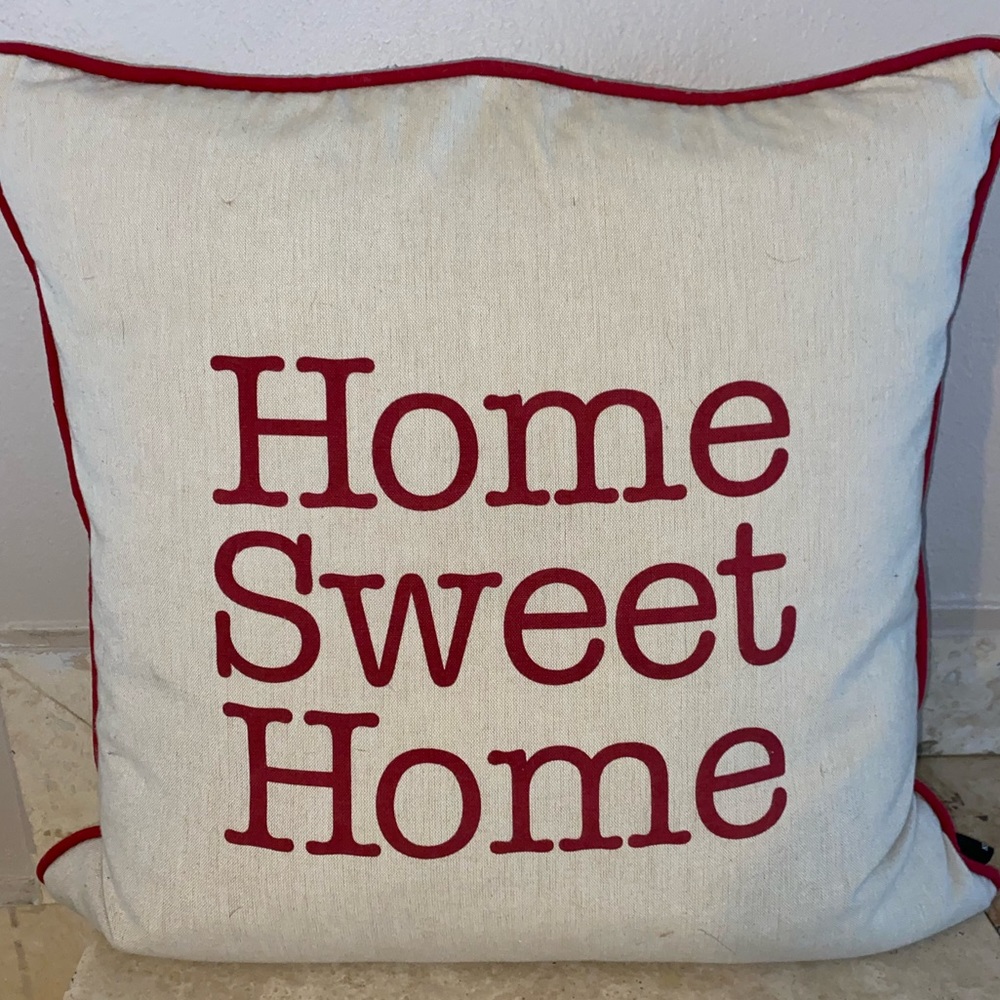 Newport “Home Sweet Home”  Red and Beige Modern Decorative Pillow